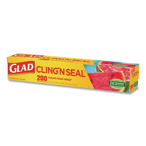 Image of Glad® 00020 Cling'N Seal Plastic Food Wrap, 11.62" x 69 yd, 12 Rolls/Carton