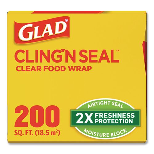 Image of Glad® 00020 Cling'N Seal Plastic Food Wrap, 11.62" x 69 yd, 12 Rolls/Carton