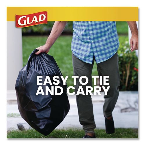 Image of Glad® 00079 Large Quick-Tie Trash Bags, Tie-Flap, 30 gal, 0.81 mil, 30 x 33, Black, 10 Bags/Box, 12 Boxes/Carton