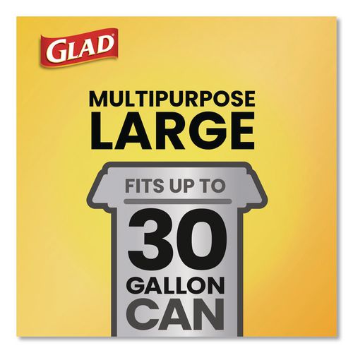 Image of Glad® 00079 Large Quick-Tie Trash Bags, Tie-Flap, 30 gal, 0.81 mil, 30 x 33, Black, 10 Bags/Box, 12 Boxes/Carton