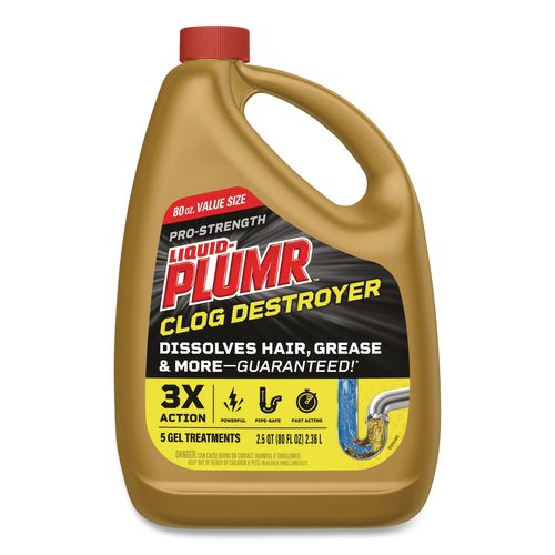 Image of Liquid Plumr® 00228 Pro-Strength Full Clog Destroyer Plus PipeGuard, Gel, 80 oz