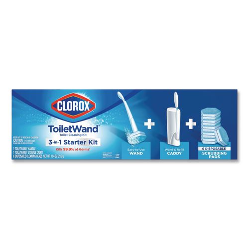 Image of Clorox® 03191 Toiletwand Disposable Toilet Cleaning System: Handle, Caddy And Refills, White, 6/Carton