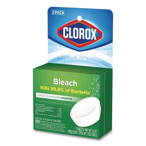 Image of Clorox® 30024 Ultra Clean Toilet Tablets Bleach, 3.5 oz Tablet, 2/Pack, 6 Packs/Carton