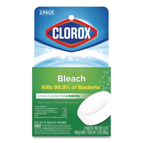 Image of Clorox® 30024 Ultra Clean Toilet Tablets Bleach, 3.5 oz Tablet, 2/Pack