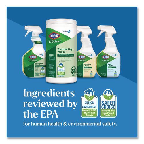 Image of Clorox® 60605 CloroxPro EcoClean Disinfecting Wipes, 1-Ply, 8 x 7, Unscented, White, 75 Count