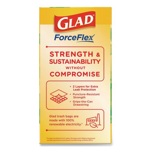 Image of Glad® 78900 ForceFlex Kitchen Drawstring Trash Bags, 13 gal, Gain Original Scent, 24 x 27.38, White, 80/Box