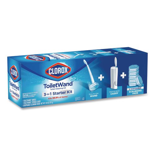 Image of Clorox® 03191 Toiletwand Disposable Toilet Cleaning System: Handle, Caddy And Refills, White, 6/Carton