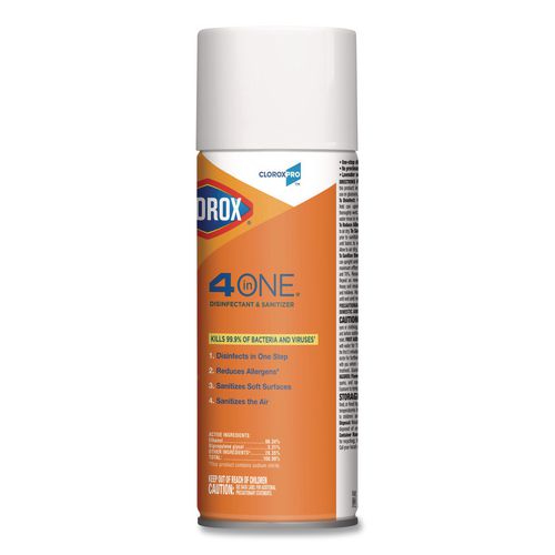 Image of Clorox® 31043 4-In-One Disinfectant And Sanitizer, Citrus, 14 Oz Aerosol Spray, 12/carton