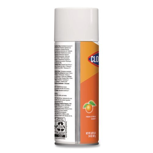 Image of Clorox® 31043 4-In-One Disinfectant And Sanitizer, Citrus, 14 Oz Aerosol Spray, 12/carton