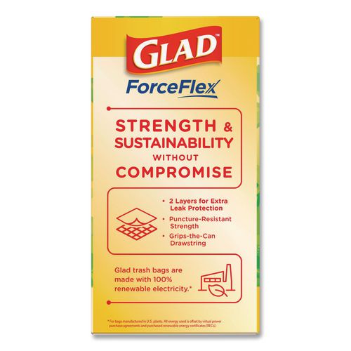 Image of Glad® 78900 ForceFlex Kitchen Drawstring Trash Bags, 13 gal, Gain Original Scent, 24" x 27.38", White, 80 Bags/Box, 3 Boxes/Carton