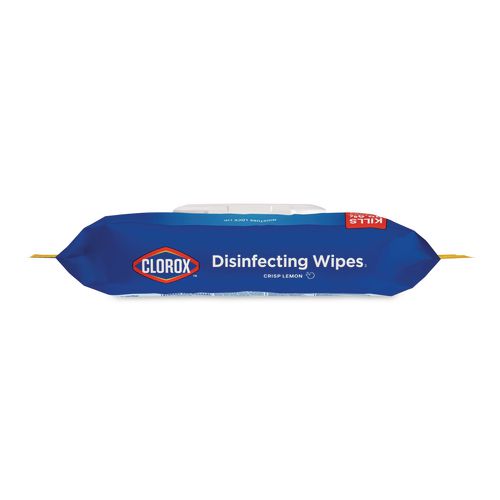 Image of Clorox® 31404 Disinfecting Cleaning Wipes, Flex Pack, 1-Ply, 8 x 7, Lemon Scent, White, 75 Towels/Box