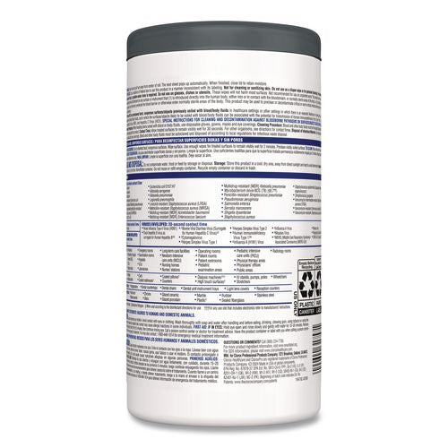 Image of Clorox Healthcare® 31757 VersaSure Cleaner Disinfectant Wipes, 1-Ply, 6.75 x 8, Fragranced, White, 85/Canister, 6 Canisters/Carton