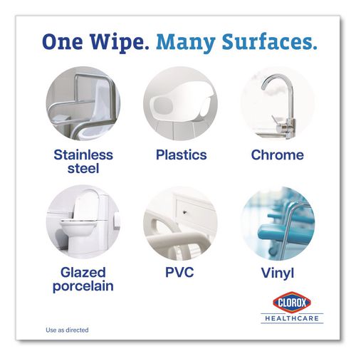 Image of Clorox Healthcare® 31758 VersaSure Cleaner Disinfectant Wipes, 1-Ply, 6 x 5, Fragranced, White, 150/Canister, 6 Canisters/Carton