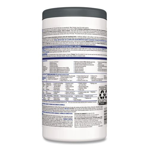 Image of Clorox Healthcare® 31758 VersaSure Cleaner Disinfectant Wipes, 1-Ply, 6 x 5, Fragranced, White, 150 Towels/Canister