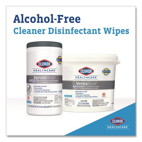 Image of Clorox Healthcare® 31758 VersaSure Cleaner Disinfectant Wipes, 1-Ply, 6 x 5, Fragranced, White, 150 Towels/Canister