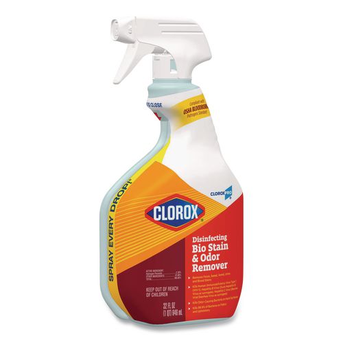 Image of Clorox® 31903 CloroxPro Disinfecting Bio Stain and Odor Remover, Fragranced, 32 oz Spray Bottle, 9/Carton