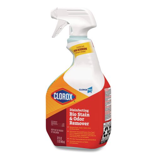 Image of Clorox® 31903 CloroxPro Disinfecting Bio Stain and Odor Remover, Fragranced, 32 oz Spray Bottle, 9/Carton