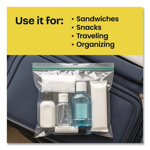 Image of Glad® 57263 Zipper Food Storage Plastic Sandwich Bags, 6.63 x 5.88, Clear, 50 Bags/Box, 12 Boxes/Carton