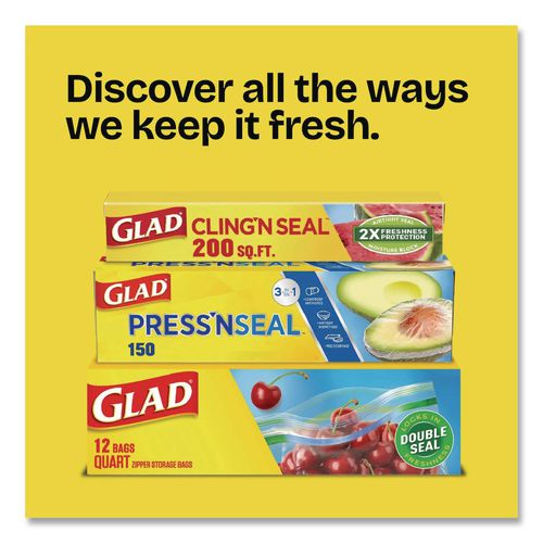 Image of Glad® 57263 Zipper Food Storage Plastic Sandwich Bags, 6.63 x 5.88, Clear, 50 Bags/Box, 12 Boxes/Carton