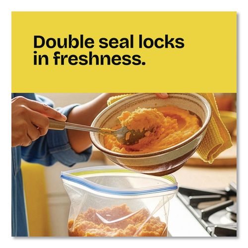 Image of Glad® 57263 Zipper Food Storage Plastic Sandwich Bags, 6.63 x 5.88, Clear, 50 Bags/Box