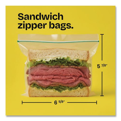 Image of Glad® 57263 Zipper Food Storage Plastic Sandwich Bags, 6.63 x 5.88, Clear, 50 Bags/Box