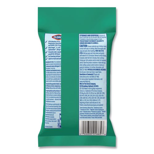 Image of Clorox® Disinfecting Wipes, On the Go Bleach Free Travel Wipes, 1-Ply, 6.53 x 2.79, Fresh Scent, White, 9/Pack, 24 Packs/Carton