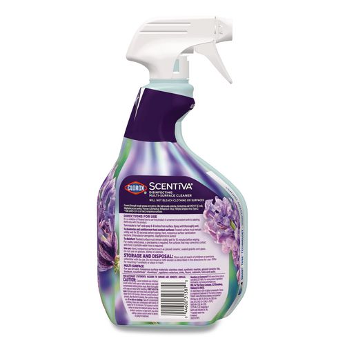 Image of Clorox® 60523EA Scentiva Disinfecting Multi-Surface Cleaner, Bleach Free, Lavender and Jasmine, 32 oz Spray Bottle