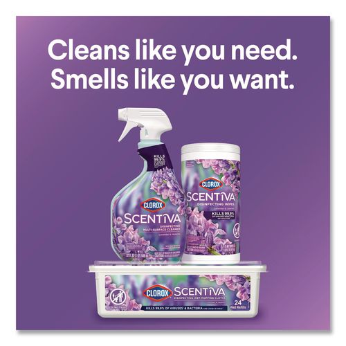 Image of Clorox® 60523EA Scentiva Disinfecting Multi-Surface Cleaner, Bleach Free, Lavender and Jasmine, 32 oz Spray Bottle