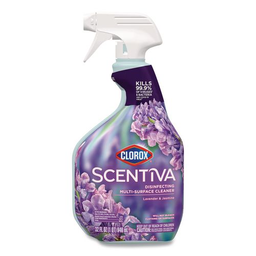 Image of Clorox® 60523EA Scentiva Disinfecting Multi-Surface Cleaner, Bleach Free, Lavender and Jasmine, 32 oz Spray Bottle