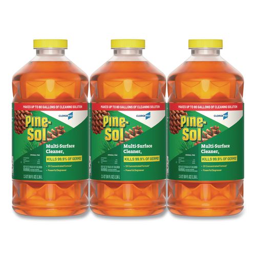 Image of Pine-Sol® 60606CT CloroxPro Multi-Surface Cleaner Disinfectant Concentrated, Original Pine Scent, 80 oz Bottle, 3/Carton