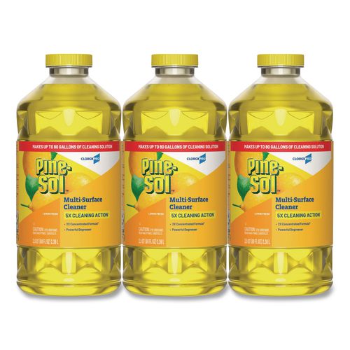 Image of Pine-Sol® 60607CT CloroxPro Multi-Surface Cleaner Concentrated, Lemon Fresh Scent, 80 oz Bottle, 3/Carton