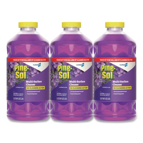 Image of Pine-Sol® 60608CT CloroxPro Multi-Surface Cleaner Concentrated, Lavender Clean Scent, 80 oz Bottle, 3/Carton