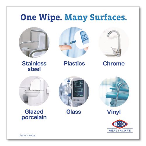 Image of Clorox Healthcare® 69150 Dispatch Hospital Cleaner Disinfectant Towels w/Bleach, 1-Ply, 6.75 x 8, Unscented, White, 150/Canister, 8 Canisters/Carton