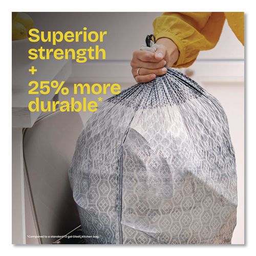 Image of Glad® 70320 ForceFlex MaxStrength Tall Kitchen Drawstring Trash Bags, 13 gal, Fresh Clean Scent, 24 x 28, White, 34/Box, 6 Boxes/Carton