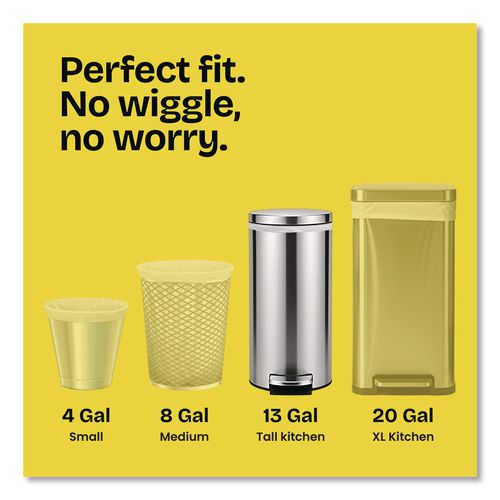 Image of Glad® 78939 Tall Kitchen Drawstring Trash Bags with LeakGuard, 13 gal, Unscented, 23.47" x 25.38", White, 120/Box