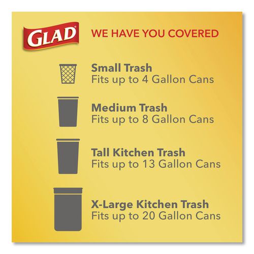 Image of Glad® 78812 OdorShield Quick-Tie Small Trash Bags, Tie-Flap, 4 gal, Febreze Fresh Clean Scent, 8 x 18, White, 26 Bags/Box, 6 Boxes/Carton