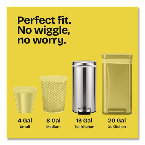 Image of Glad® 78902 ForceFlex Kitchen Drawstring Trash Bags, 13 gal, Gain Lavender with Febreze Freshness, 24 x 27.38, White, 80/Box