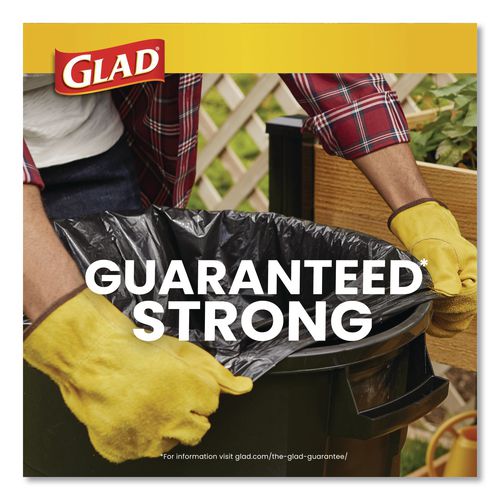 Image of Glad® 78966 Guaranteed Strong Large Drawstring Trash Bags, Three-Ply, 30 gal, 1.05 mil, 30 x 33, Black, 28/Box