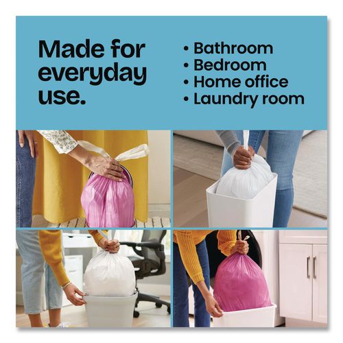 Image of Glad® 79155 OdorShield Small Drawstring Trash Bags, 4 gal, Beachside Breeze Scent, 0.5 mil, 18" x 17", Blue, 80/Box