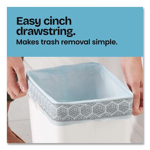 Image of Glad® 79155 OdorShield Small Drawstring Trash Bags, 4 gal, Beachside Breeze Scent, 0.5 mil, 18" x 17", Blue, 80/Box