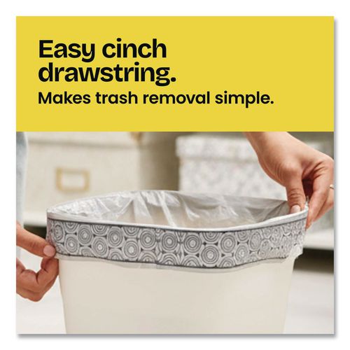 Image of Glad® 79316 Medium Drawstring Trash Bags with Clorox, 8 gal, Lemon Fresh Bleach Scent, 0.74 mil, 23" x 21.63", Gray, 26/Box