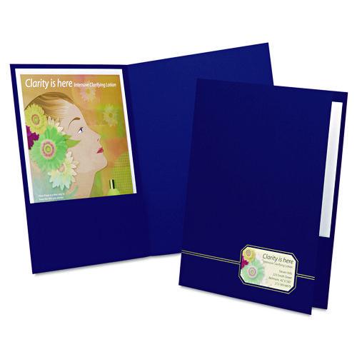 Image of Oxford 04162 Monogram Executive Twin Pocket Folders, Accommodates (80) 11 x 8.5 Sheets, Blue/Gold, 4/Pack