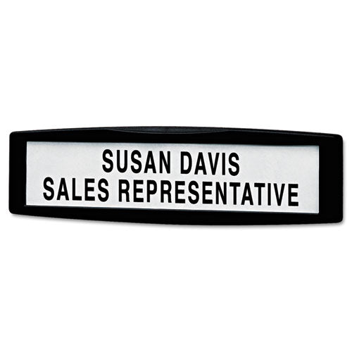Image of Fellowes® 75906 Plastic Partition Additions Nameplate, 9 x 0.75 x 2.5, Dark Graphite Frame