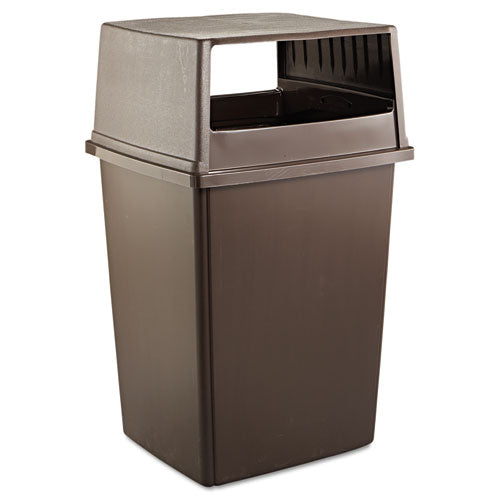 Image of Rubbermaid® Commercial FG256V00BRN Glutton Receptacle, Hooded Top Without Door, Rectangular, 23w X 26.63d X 13h, Brown