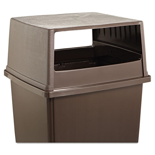 Image of Rubbermaid® Commercial FG256V00BRN Glutton Receptacle, Hooded Top Without Door, Rectangular, 23w X 26.63d X 13h, Brown