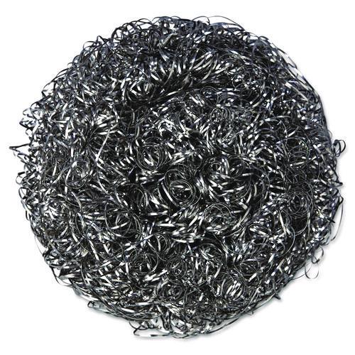 Image of Kurly Kate® 6375650 Stainless Steel Scrubbers, Large, 4 X 4, Steel Gray, 12 Scrubbers/pack, 6 Packs/carton