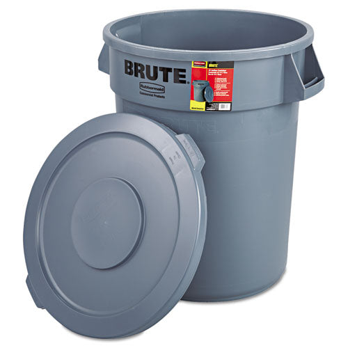 Image of Rubbermaid® Commercial FG863292GRAY Brute Container with Lid, 32 gal, Plastic, Gray