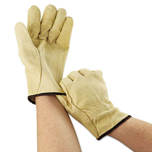 Image of MCR Safety M3400L Unlined Pigskin Driver Gloves, Gunn Cut, Straight Thumb, Large, Cream, 12 Pairs