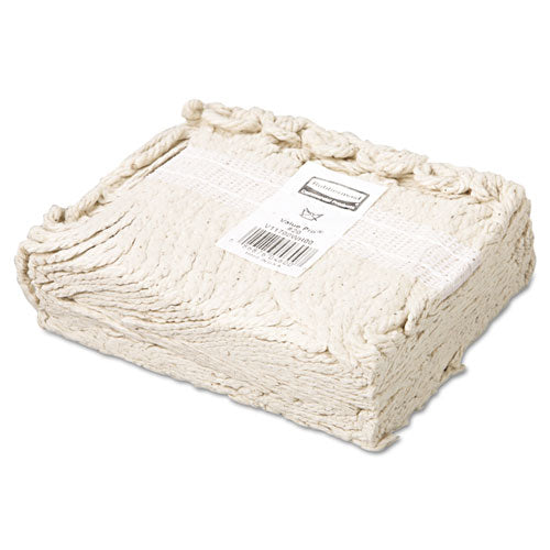 Image of Rubbermaid® Commercial FGV11700WH00 Non-Launderable Economy Cut-End Cotton Wet Mop Head, 20 oz, 1" Band, White, 12/Carton