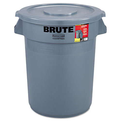 Image of Rubbermaid® Commercial FG863292GRAY Brute Container with Lid, 32 gal, Plastic, Gray